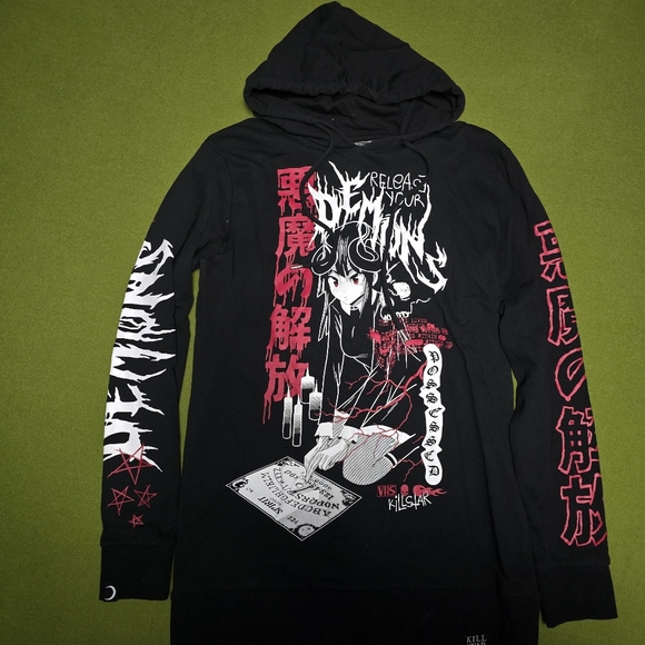 Killstar Sweaters - Black KILLSTAR "Release Me" anime-themed unisex hoodie